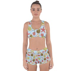 Tropical Pattern Racerback Boyleg Bikini Set