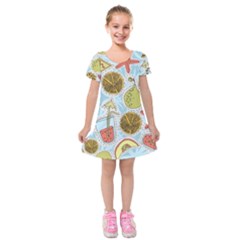 Tropical Pattern Kids  Short Sleeve Velvet Dress by GretaBerlin