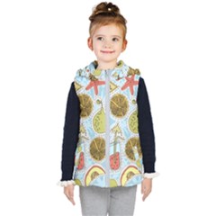 Tropical Pattern Kids  Hooded Puffer Vest by GretaBerlin