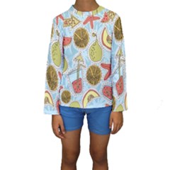 Tropical Pattern Kids  Long Sleeve Swimwear