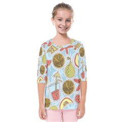 Tropical Pattern Kids  Quarter Sleeve Raglan Tee