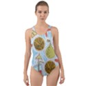 Tropical pattern Cut-Out Back One Piece Swimsuit View1