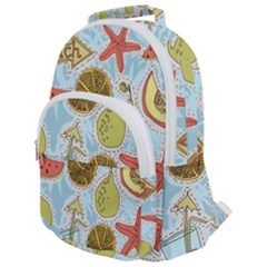 Tropical Pattern Rounded Multi Pocket Backpack