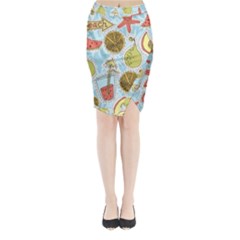 Tropical Pattern Midi Wrap Pencil Skirt by GretaBerlin