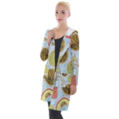 Tropical Pattern Hooded Pocket Cardigan