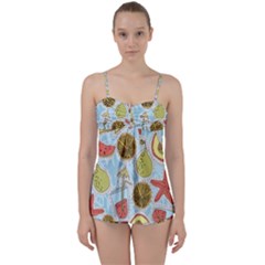 Tropical Pattern Babydoll Tankini Set