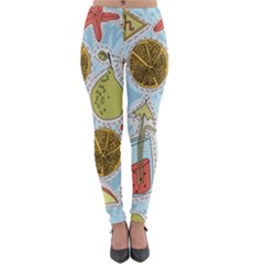 Tropical Pattern Lightweight Velour Leggings