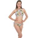 Tropical pattern Cross Front Halter Bikini Set View1