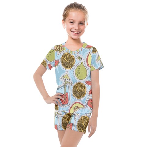 Tropical Pattern Kids  Mesh Tee And Shorts Set by GretaBerlin