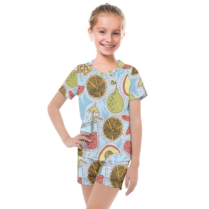 Tropical pattern Kids  Mesh Tee and Shorts Set