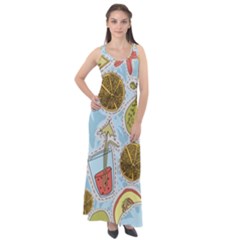 Tropical Pattern Sleeveless Velour Maxi Dress by GretaBerlin