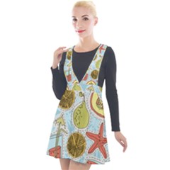 Tropical Pattern Plunge Pinafore Velour Dress by GretaBerlin