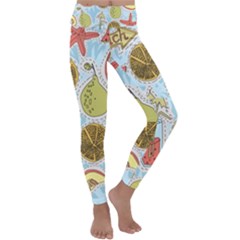 Tropical Pattern Kids  Lightweight Velour Classic Yoga Leggings by GretaBerlin