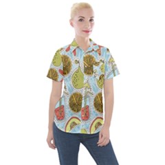 Tropical Pattern Women s Short Sleeve Pocket Shirt