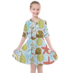 Tropical Pattern Kids  All Frills Chiffon Dress