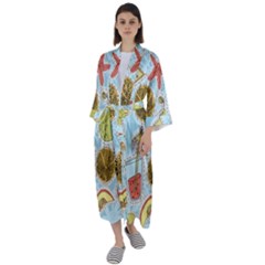 Tropical Pattern Maxi Satin Kimono by GretaBerlin