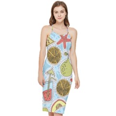 Tropical Pattern Bodycon Cross Back Summer Dress