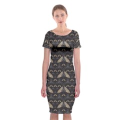 Moth Pattern Classic Short Sleeve Midi Dress