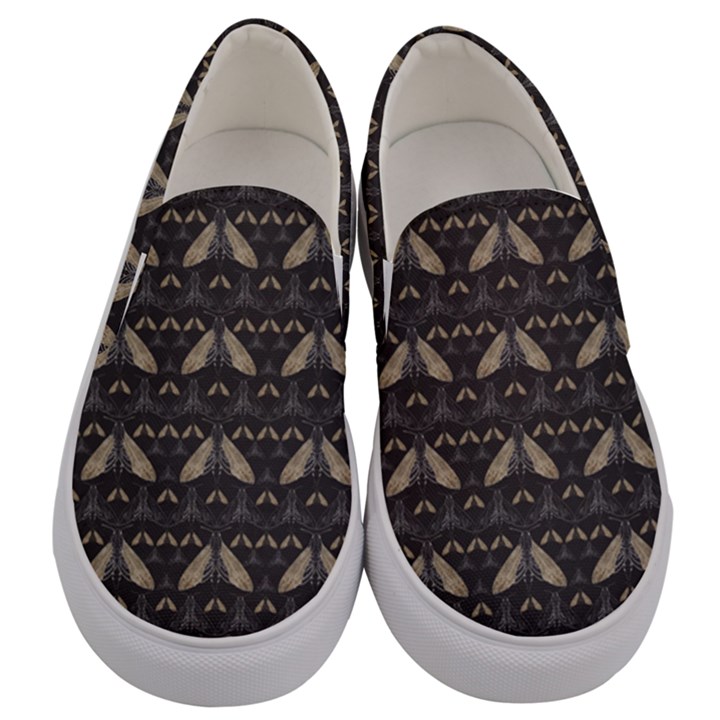 Moth pattern Men s Canvas Slip Ons