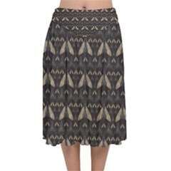 Moth Pattern Velvet Flared Midi Skirt by GretaBerlin