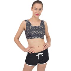 Moth Pattern V-back Sports Bra by GretaBerlin