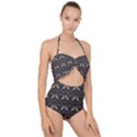 Moth pattern Scallop Top Cut Out Swimsuit View1