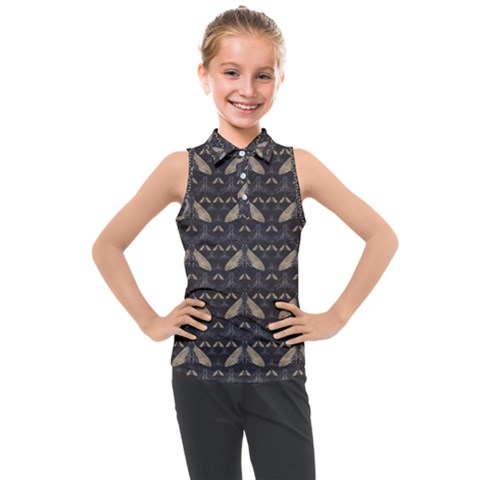 Moth Pattern Kids  Sleeveless Polo Tee by GretaBerlin