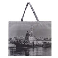 Tugboat At Port, Montevideo, Uruguay Zipper Large Tote Bag by dflcprintsclothing