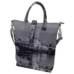 Tugboat At Port, Montevideo, Uruguay Buckle Top Tote Bag by dflcprintsclothing