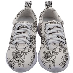 Black And White Rose Kids Athletic Shoes by MintanArt