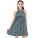 Decorative Wheat Wreath Stars Halter Neckline Chiffon Dress  View1