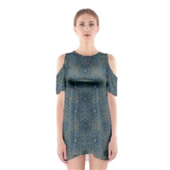 Decorative Wheat Wreath Stars Shoulder Cutout One Piece Dress by pepitasart