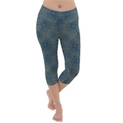 Decorative Wheat Wreath Stars Lightweight Velour Capri Yoga Leggings by pepitasart