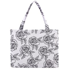 Line Art Black And White Rose Mini Tote Bag