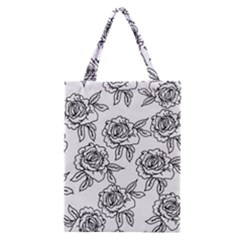 Line Art Black And White Rose Classic Tote Bag by MintanArt