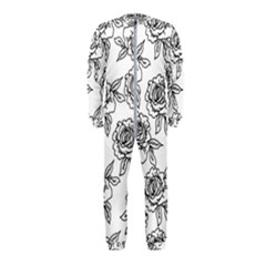 Line Art Black And White Rose Onepiece Jumpsuit (kids)