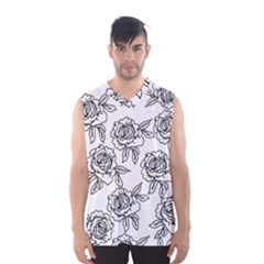 Line Art Black And White Rose Men s Basketball Tank Top