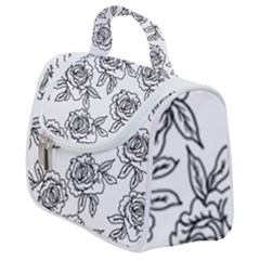 Line Art Black And White Rose Satchel Handbag