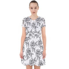 Line Art Black And White Rose Adorable In Chiffon Dress