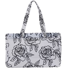 Line Art Black And White Rose Canvas Work Bag