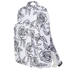 Line Art Black And White Rose Double Compartment Backpack