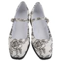 Line Art Black And White Rose Women s Mary Jane Shoes View1