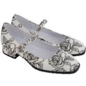 Line Art Black And White Rose Women s Mary Jane Shoes View3