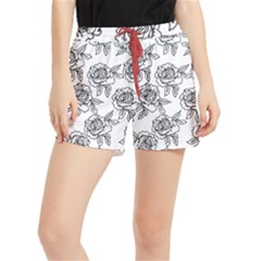 Line Art Black And White Rose Runner Shorts