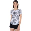 Line Art Black And White Rose Back Cut Out Sport Tee View1