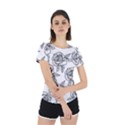 Line Art Black And White Rose Back Cut Out Sport Tee View2