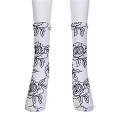 Line Art Black And White Rose Men s Crew Socks by MintanArt