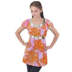 Colorful Puff Sleeve Tunic Top by ginnyden