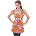 colorful Puff Sleeve Tunic Top View1