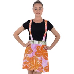 Colorful Velvet Suspender Skater Skirt